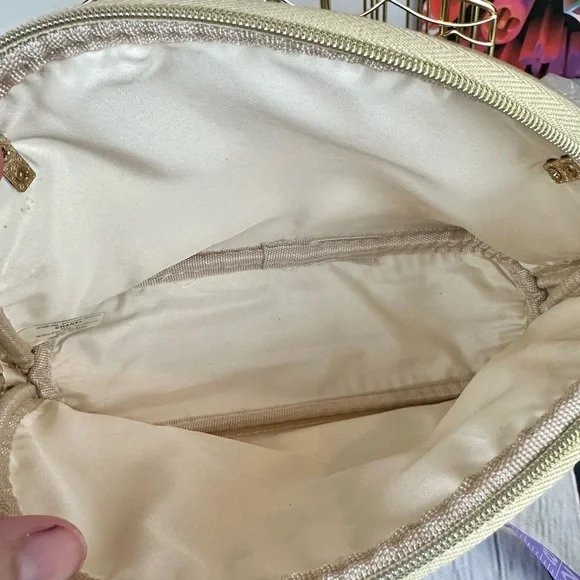 CHANEL gold metallic Crossbody pouch with bag charm and pearl chain - Picture 9 of 16